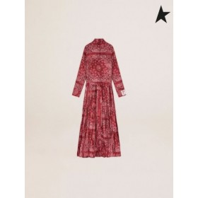 Golden Goose Golden collection skjorte-kjole i sort med paisley print burgunder