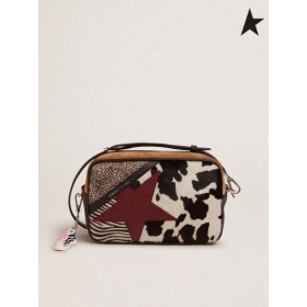 Golden Goose Stjerners Bag in animal-print ponni hud og sort skinn stjerners burgund rød