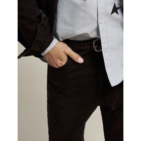 Golden Goose Svart Reise samling Glad Jeans med needlepunch effekt svart