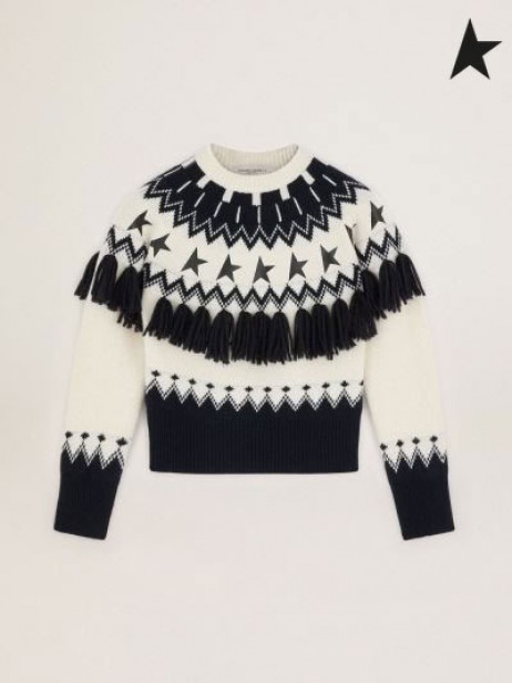 Sweter Deidra Fair Isle z kolekcji Golden Goose niebiesko-biały Journey niebieski, beżowy, biały