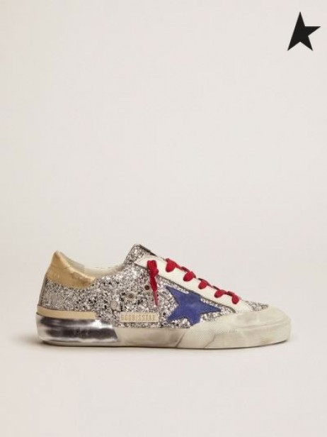Суперзвездные trampki Golden Goose z srebrnym blaskiem i kolorowych srebrem