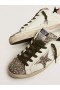 Buty do biegania Golden Goose Super-Star LTD z srebrnym blaskiem i zwierząt nadrukiem ze skóry pony star white silver