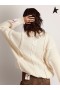 Sweter z okrągłym dekoltem Golden Goose z białej wełny Beżowo-biały