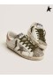 Buty do biegania Golden Goose Super-Star LTD z srebrnym blaskiem i zwierząt nadrukiem ze skóry pony star white silver