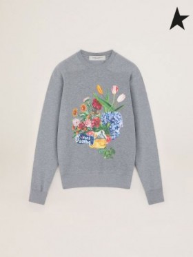 Bluza Archibald z kolekcji Golden Grey Goose Journey collection z kolorowym nadrukiem w stylu kolażu szarości