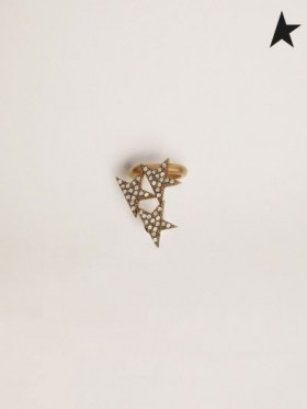 Kolczyki-mankiety z kolekcji Golden Goose Star Jewelmates w kolorze starego złota z ozdobnymi kryształkami w kolorze złotym