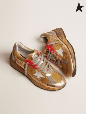 Buty do biegania Golden Goose Gold Dad-Star zużyta, wykończenia, kolor złoty
