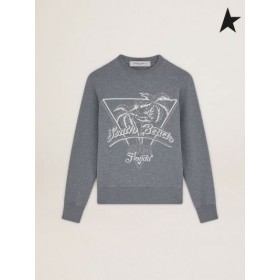 Bluza Golden Grey Goose Journey collection z nadrukiem palm i napisem South Beach biało-szary