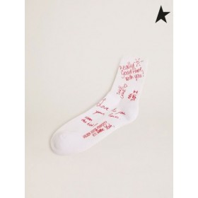Skarpetki Golden Goose kolor biały z czerwonym napisem print white