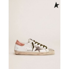 Buty do biegania Golden Goose Super-Star LTD z srebrnym blaskiem i zwierząt nadrukiem ze skóry pony star white silver