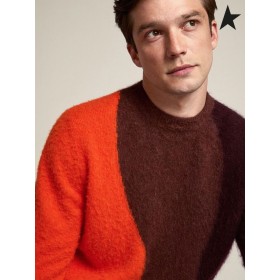 Sweter Donnel z tri-kolorowe wełny Golden Goose Journey collection ciemno-brązowy pomarańczowy