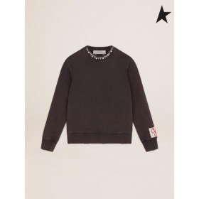 Bluza Golden Goose Golden collection антрацитово-szary kolor z kryształami кабошона w kolorze ciemnoszarym