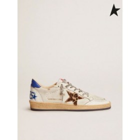 Buty do biegania Golden Goose Star Ball z białej skóry z jasno-niebieskimi elementami koloru białego