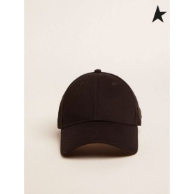 Czapka z daszkiem Golden Goose Black Demos Star collection z logo "ton w ton" z boku w kolorze czarnym