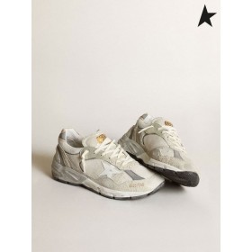 Buty do biegania Golden Goose Dad-Star z białego i szarego zamszu z białej skóry star white