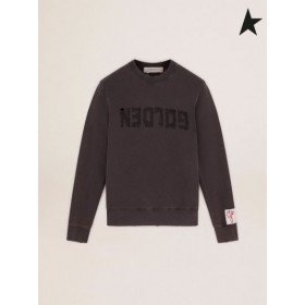 Bluza Golden Goose Golden collection z logo антрацитово szarości zużyta traktowaniem w kolorze ciemnoszarym