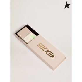 Rocznika białe skarpetki Golden Goose ze zużytych części i двухцветными paski brązowo-czerwony granatowy niebieski