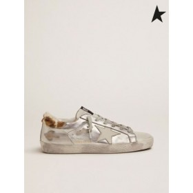 Суперзвездные trampki Golden Goose z ламинированным wzorem na obcasie biały