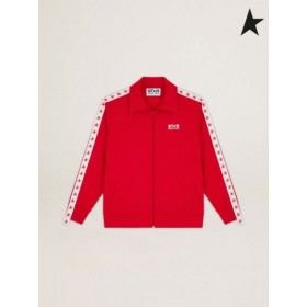 Bluza Golden Goose Red Denis Star collection na zamek z czerwonymi gwiazdami czerwony