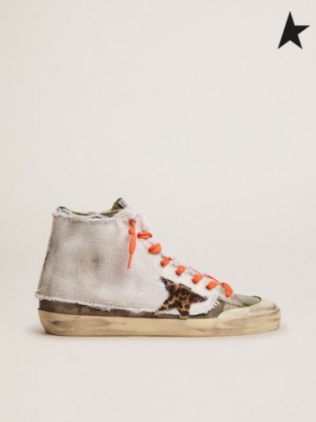 Gâsca de aur Francy Penstar LABORATOR adidași cu camuflaj imprimare și suprapuse de alb de panza de camuflaj alb leopard