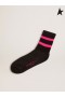 Gâsca de aur șosete Negre din lurex cu contrastante dungi fuchsia si negru logo-ul