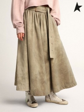 Gasca de aur de Călătorie de colectare Etella în formă de clopot fusta in mana-vopsit militar-nailon verde verde