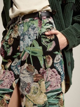 Gasca de aur de Călătorie de colectare Christine jacquard fusta cu flori colaj și franjuri roșii