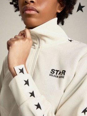 Gâsca de aur alb Papirus Denise colectare Stele zipped hanorac cu contrastante negru stele albe