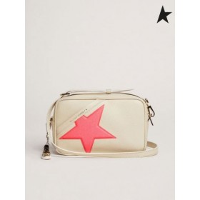 Gâsca de aur Off-white Star Sac în ciocanul de piele, de culoare fuchsia Golden Goose star roz cu sclipici alb-rosu fuchsia