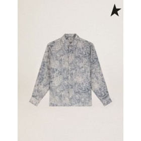 Gâsca de aur Adam Golden Resort colectie Capsula lenjerie de tricou în epocă albastru cu alb contrastant toile de jouy print albastru