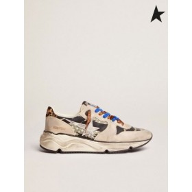 Gasca de aur de Funcționare Pantofi Unic adidași în negru și verde gabardina cu camuflaj tigru de imprimare și lapte-alb nubuc insertii de negru, verde camuflaj alb