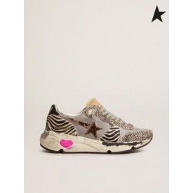 Gasca de aur de Funcționare Pantofi Unic adidași în plasă și animal-print leopard din piele de ponei