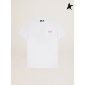 Gâsca de aur Alb de Stele de colectare T-shirt cu logo-ul și să stea în roz cu sclipici alb