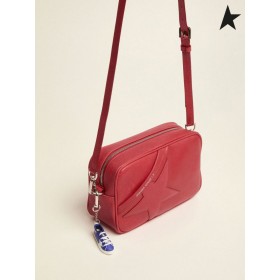 Golden Goose Star Geanta cu curea de umar confectionata din piele cu pietriș roșu