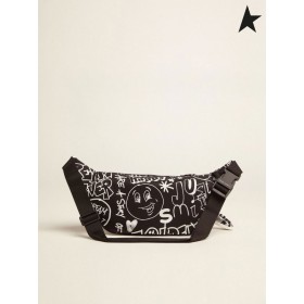 Gasca de aur de Călătorie sac de curea din nailon negru cu contrast alb decoratiuni