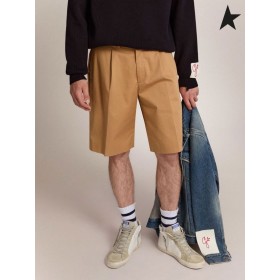 Gasca de aur de Aur de colectare Bermude din bumbac bej Bej