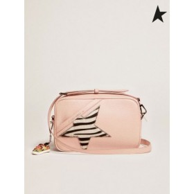 Golden Goose Star Geanta din piele de culoare roz cu imprimeu zebră din piele de ponei star roz
