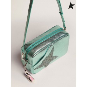 Golden Goose Star Sac în turcoaz laminate din piele cu cristale Swarovski star turcoaz