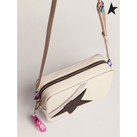 Golden Goose Star Sac în alb cu ciocanul de piele, argintiu metalizat tapiterie si negru stele sclipici alb
