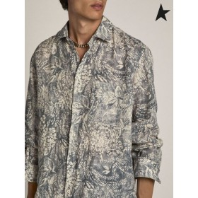 Gâsca de aur Adam Golden Resort colectie Capsula lenjerie de tricou în epocă albastru cu alb contrastant toile de jouy print albastru