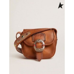 Gasca de aur de Mici Rodeo Sac în piele cu știfturi decorative maro