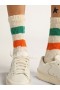 Zlatá Hus Núdzi-prevedenie biele ponožky s zelené a oranžové pruhy biela