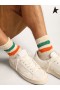 Zlatá Hus Núdzi-prevedenie biele ponožky s zelené a oranžové pruhy biela