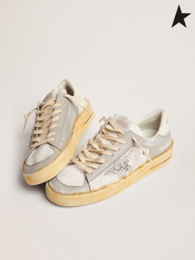 Zlatá Hus Stardan tenisky s bielou kožené hviezda s GGDB tlač a biele praskanie-kožené pätu kartu biela sivá biela čierna