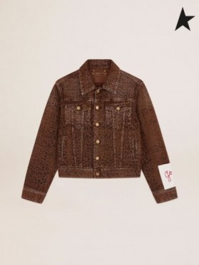 Zlatá Hus Zlatá kolekcia džínsové bundy so zvieracou potlačou Zvierat Tlač