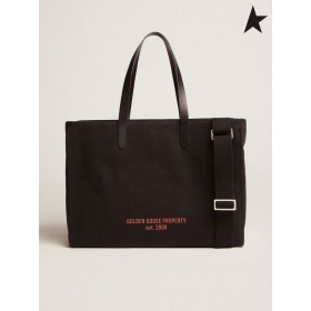 Golden Goose East-West California Bag in black canvas coffee