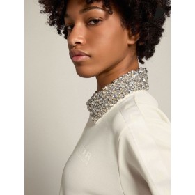 Zlatá Hus Papyrus biela Denise Star zber mikina na zips s krištáľovo biely golier