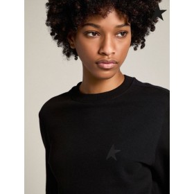 Zlatá Hus Black Athena Star zber mikina s tón-na-tón hviezdy na prednej Čierna