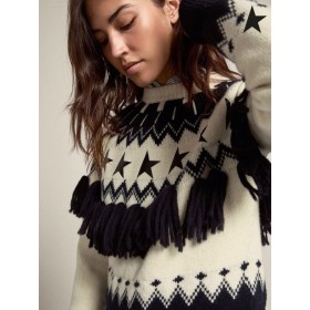 Zlatá Hus Modrá a biela Cesta zber Deidra Fair Isle sveter modrá Béžová biela