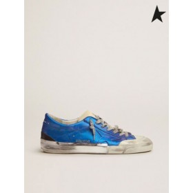 Zlatá Hus Super-Star Penstar tenisky v modrej laminované usne s multi-foxing modrá